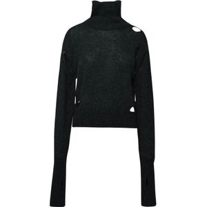 MM6 Maison Margiela, Truien, Dames, Groen, M, Nylon, Grijze Alpaca Blend Turtleneck