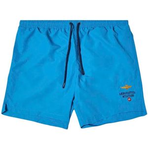 Aeronautica Militare, Badkleding, Heren, Blauw, 2Xl, Polyester, Zwembroek met Geborduurd Logo Blauw