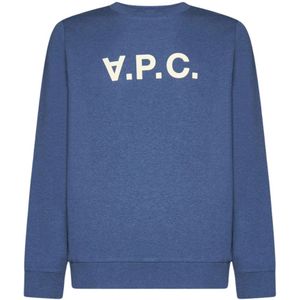 A.p.c., Sweatshirts & Hoodies, Heren, Blauw, S, Katoen, Sweatshirt met ronde hals Indigo Blue