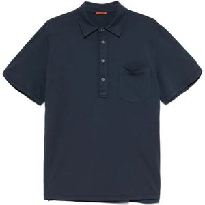 Barena Venezia, Tops, Heren, Blauw, S, Katoen, Navy Blue Katoenen Poloshirt