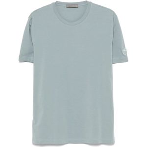 Corneliani, Tops, Heren, Blauw, 4Xl, Katoen, Stretch Katoen Logo T-Shirt
