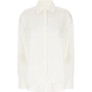 Salvatore Ferragamo, Blouses & Shirts, Dames, Wit, S, Zijden overhemd