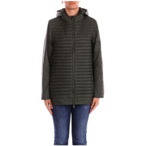 Save The Duck, Jassen, Dames, Groen, S, Polyester, Hooded jas met zijlogo rits