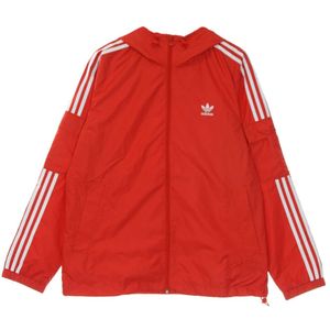 Adidas, Jassen, Heren, Rood, M, Polyester, Klassiek Windjack