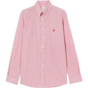 Brooks Brothers, Overhemden, Heren, Blauw, S, Katoen, Slim Fit Gestreepte Seersucker Button Down Overhemd