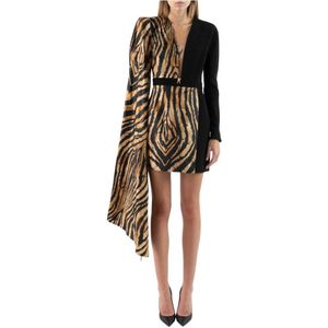Roberto Cavalli, Kleedjes, Dames, Beige, S, Zijden Mini Jurk