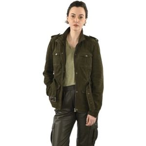 La Canadienne, Jassen, Dames, Groen, 3Xs, Polyester, Fluweel khaki leren safari jas