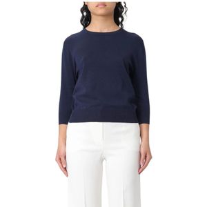 Aspesi, Truien, Dames, Blauw, M, Wol, Blauwe Merino Gebreide Pullover Trui