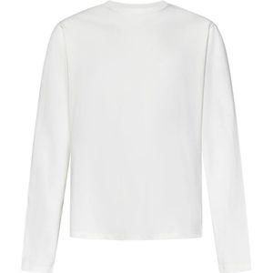 Jil Sander, Tops, Heren, Wit, M, Katoen, Wit Katoenen Jersey T-Shirt met Leren Patch