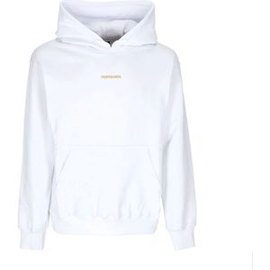 Propaganda, Sweatshirts & Hoodies, Heren, Wit, S, Katoen, Witte Heren Hoodie met Geribbelde Details