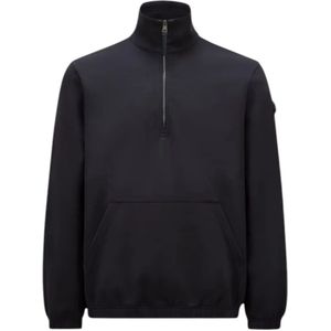 Moncler, Truien, Heren, Blauw, M, Katoen, Comfortabele Katoenen Hoodie met Ritssluiting