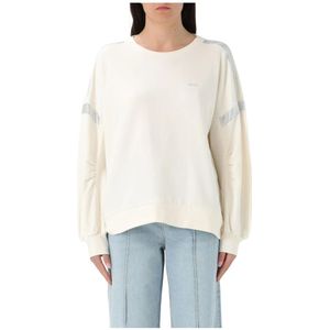 Liu Jo, Sweatshirts & Hoodies, Dames, Wit, L, Witte Crewneck Sweatshirt