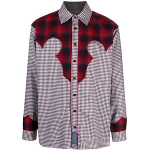 Maison Margiela, Overhemden, Heren, Beige, M, Katoen, Gingham Overhemd met Contrasterende Panelen