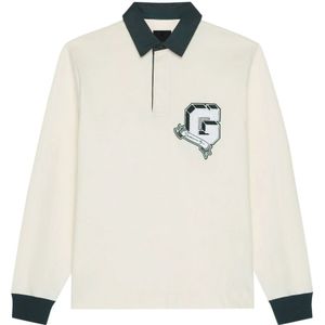 Givenchy, Tops, Heren, Wit, XL, Katoen, Wit katoenen polo shirt met G-patch
