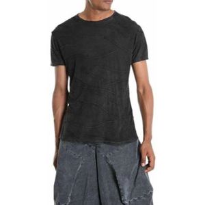 La Haine Inside Us, Tops, Heren, Zwart, M, Vervaagd Zwart Marmorized T-shirt
