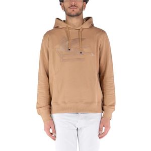 Etro, Sweatshirts & Hoodies, Heren, Beige, M, Katoen, Large Logo Hoodie