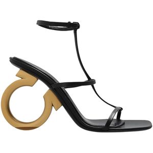 Salvatore Ferragamo, Schoenen, Dames, Zwart, 37 EU, Leer, Elina Sandalen met hak