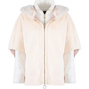 Nenette, Jassen, Dames, Wit, M, Polyester, Omkeerbare faux bontjas met afneembare binnenste dons