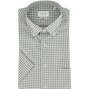 Eterna, Overhemden, Heren, Groen, 5Xl, Katoen, Groen Casual Kortemouw Overhemd Geruit Ontwerp