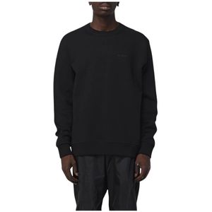 Burberry, Sweatshirts & Hoodies, Heren, Zwart, XL, Katoen, Zwarte Crewneck Sweatshirt met Equestrian Knight Design