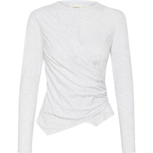 InWear, Tops, Dames, Grijs, XS, Katoen, Elegante Gedrapeerde Blouse Stone Melange