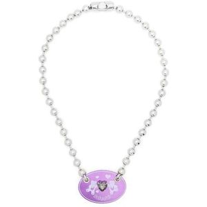 SafSafu, Accessoires, Dames, Grijs, ONE Size, Paarse Swarovski Crystal Statement Ketting