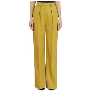 Elisabetta Franchi, Broeken, Dames, Geel, S, Wol, Wollen broek met hoge taille