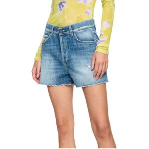 Dondup, Korte broeken, Dames, Blauw, W27, Denim, Stella Bot Gioiello Shorts