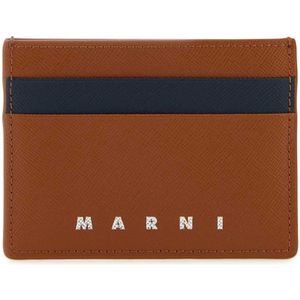 Marni, Accessoires, Heren, Bruin, ONE Size, Leer, Tweekleurige leren kaarthouder