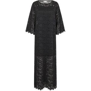 Kaffe, Kleedjes, Dames, Zwart, S, Elegante Kant Jurk Zwart Diep