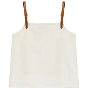 Semicouture, Tops, Dames, Wit, S, Linnen, Linnen top met leren bandjes