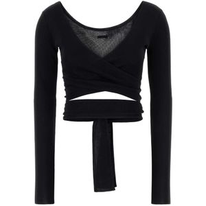 Salvatore Ferragamo, Tops, Dames, Zwart, XS, Zwarte Viscose Cardigan Tops