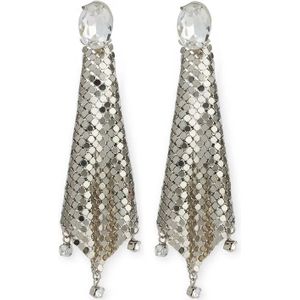 Rabanne, Accessoires, Dames, Grijs, ONE Size, Crystal Drop Chainmail Oorbellen