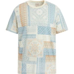 Guess, Tops, Heren, Veelkleurig, L, Katoen, Bedrukt T-shirt met korte mouwen
