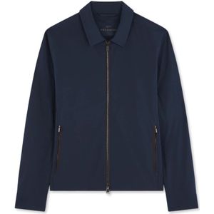 Paul & Shark, Jassen, Heren, Blauw, 2Xl, Polyester, Waterafstotende Stretch Shacket met Alcantara®