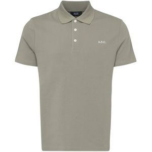 A.p.c., Tops, Heren, Groen, S, Katoen, Katoenen polo shirt