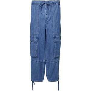 Isabel Marant, Jeans, Dames, Blauw, S, Katoen, Blauw Gewassen Broek met Klepzakken
