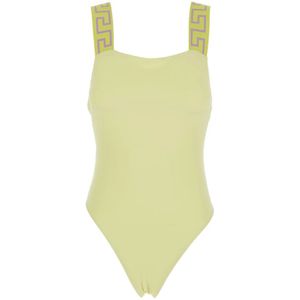 Versace, Badkleding, Dames, Geel, S, Gele Eendelig Greca Motief Technostof