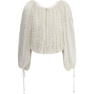 Chloé, Blouses & Shirts, Dames, Wit, S, Polka Dot Off-Shoulder Shirt