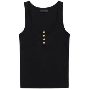 Anine Bing, Tops, Dames, Zwart, M, Zwarte Mouwloze Top met Ronde Halslijn
