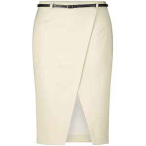 Patrizia Pepe, Rokken, Dames, Beige, XS, Slanke Knie-Lange Rok met Riem