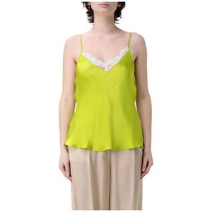 MVP wardrobe, Tops, Dames, Groen, S, Zijden Camisole met Kant Top