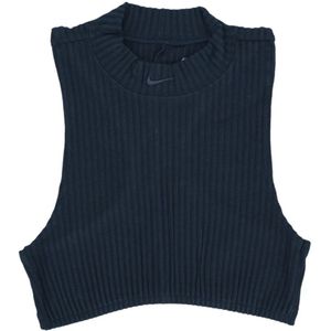 Nike, Tops, Dames, Blauw, M, Katoen, Chill Knit Rib Crop Tank