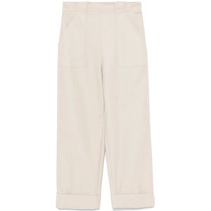 Max Mara, Broeken, Dames, Beige, XS, Katoen, Cropped broek