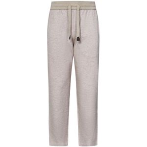 Brioni, Broeken, Heren, Beige, XL, Katoen, Zand Elastische Taille Broek