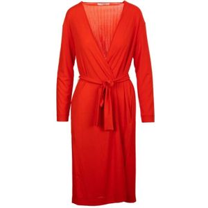 Max Mara, Kleedjes, Dames, Rood, L, Oranje Lange Jersey Jas PO