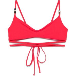 Bond-Eye, Badkleding, Dames, Rood, M, Klaproos Rode Bikini met Kralenversiering