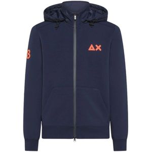 Sun68, Sweatshirts & Hoodies, Heren, Blauw, S, Katoen, Casual Sweatshirt