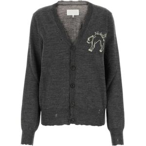 Maison Margiela, Truien, Dames, Grijs, L, Wol, Grafietkleurig wollen vest