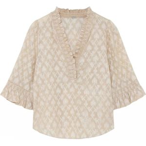 Gustav, Blouses & Shirts, Dames, Beige, L, Blouse met ruches, V-hals en ruchedetails